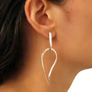 Large Silver Leaf Earrings