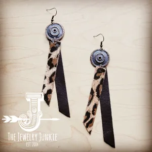 **Leather Rectangle Earrings in Leopard Suede 213e