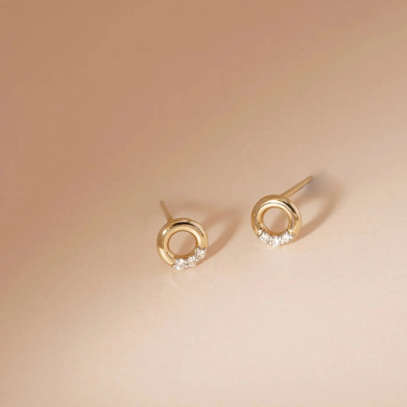 Lena Open Circle Diamond Stud Earrings