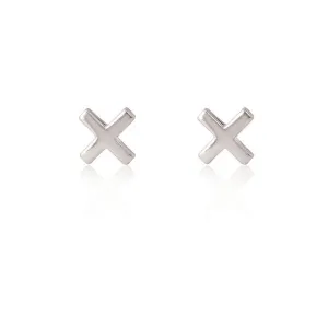 Linda Tahija Cross Stud Earrings, Silver