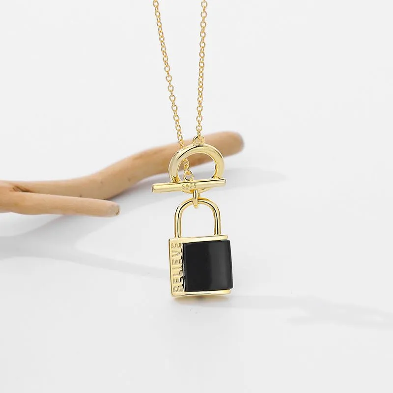 Lock  Malachite Necklace -18k Gold Vermeil