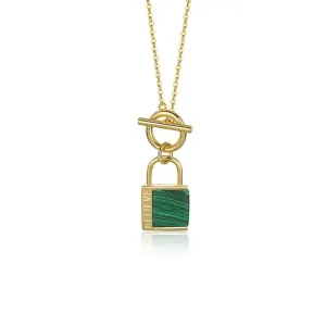 Lock  Malachite Necklace -18k Gold Vermeil