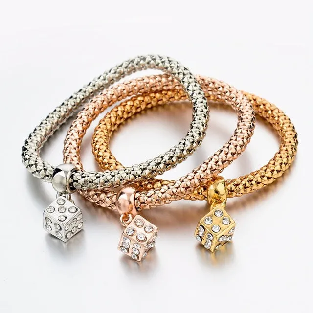 LongWay Ethnic Love Heart Charm Bracelets For Women Gold Color Crystal Chain Bracelets & Bangles With Pendants SBR150160