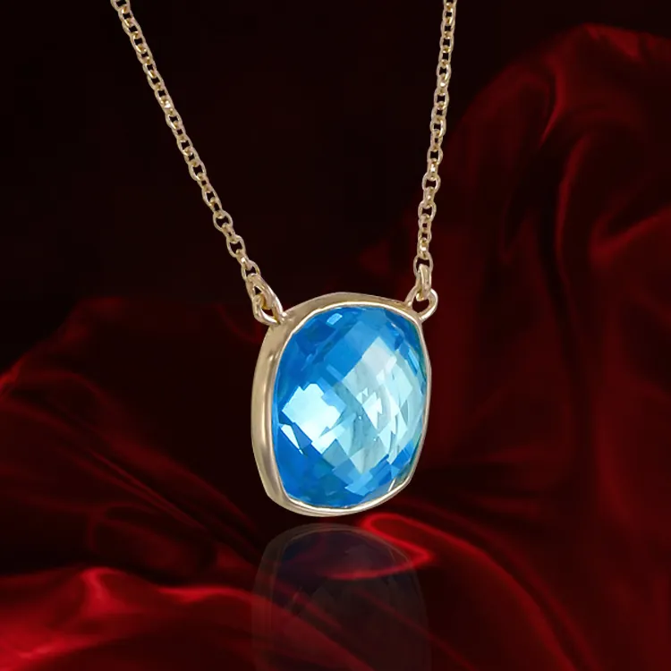 Lustrous Blue 18K Gold Vermeil Pendant