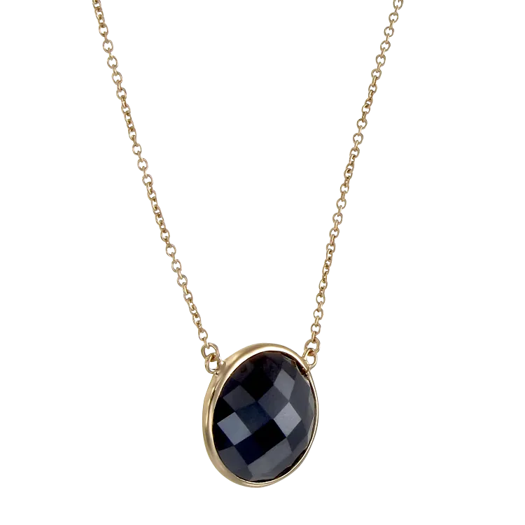 Lustrous Shimmering Black 18K Gold Vermeil Pendant