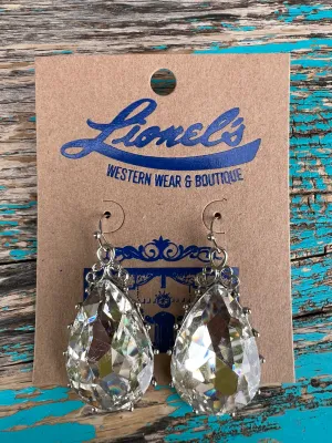 Majestic Teardrop CLEAR Crystal Earrings/SILVER