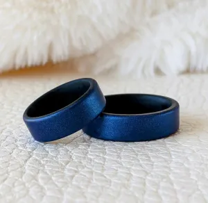 Metallic Blue Dual Layer Breathable Silicone Ring