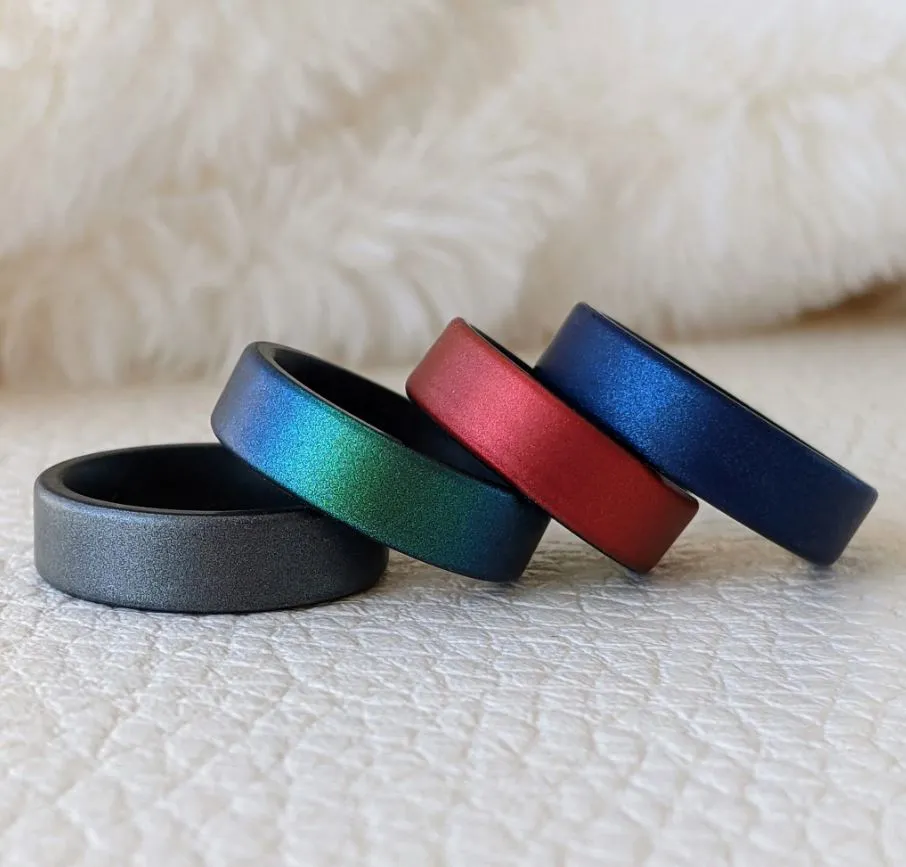 Metallic Blue Dual Layer Breathable Silicone Ring