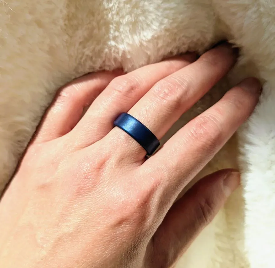 Metallic Blue Dual Layer Breathable Silicone Ring