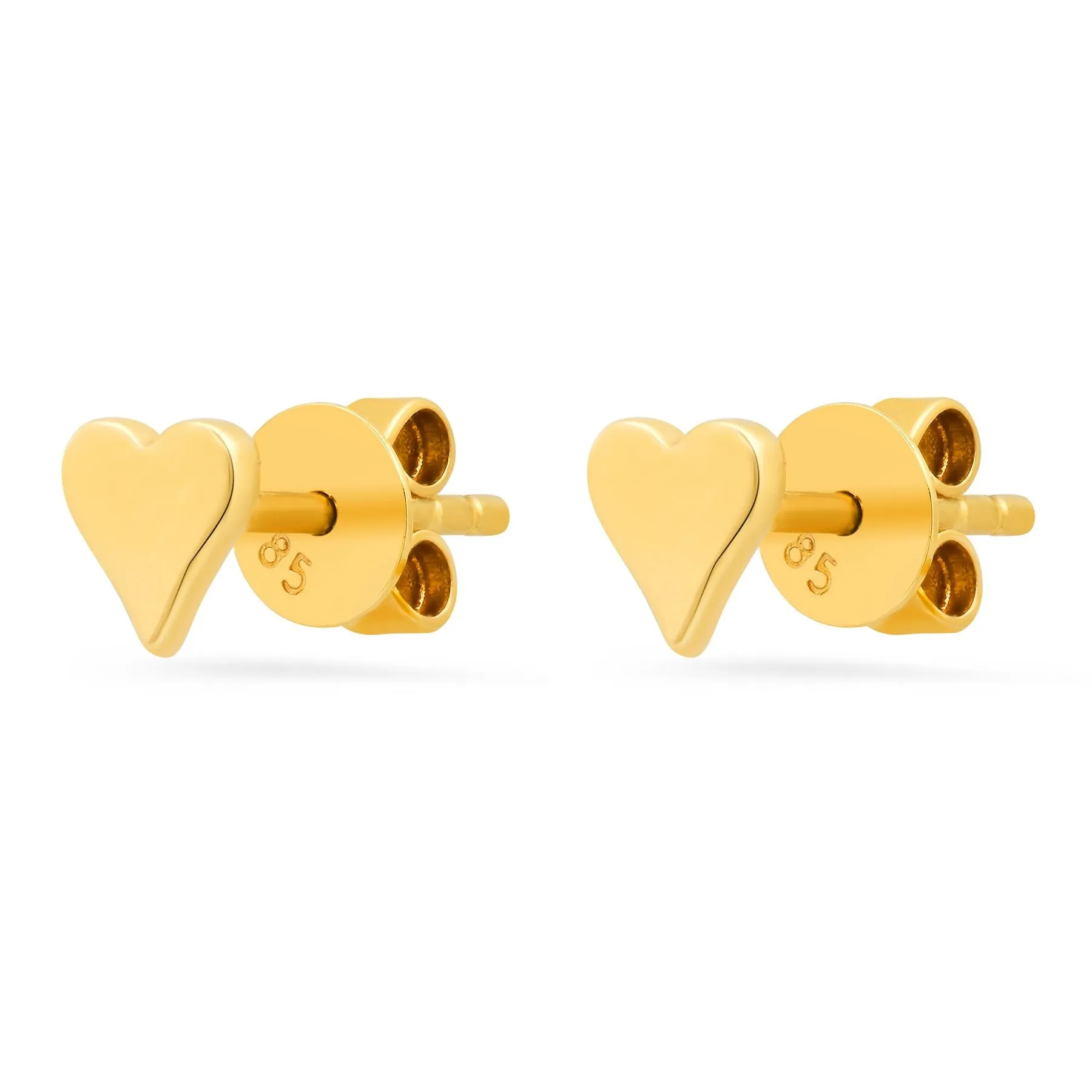 MINI SOLID HEART STUDS, 14kt GOLD