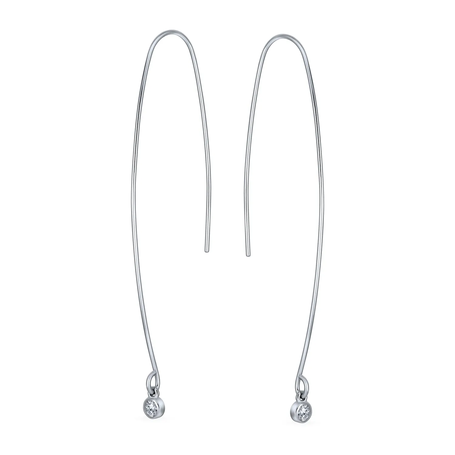 Minimalist Dangle Chandelier Earrings with Cubic Zirconia in Sterling Silver