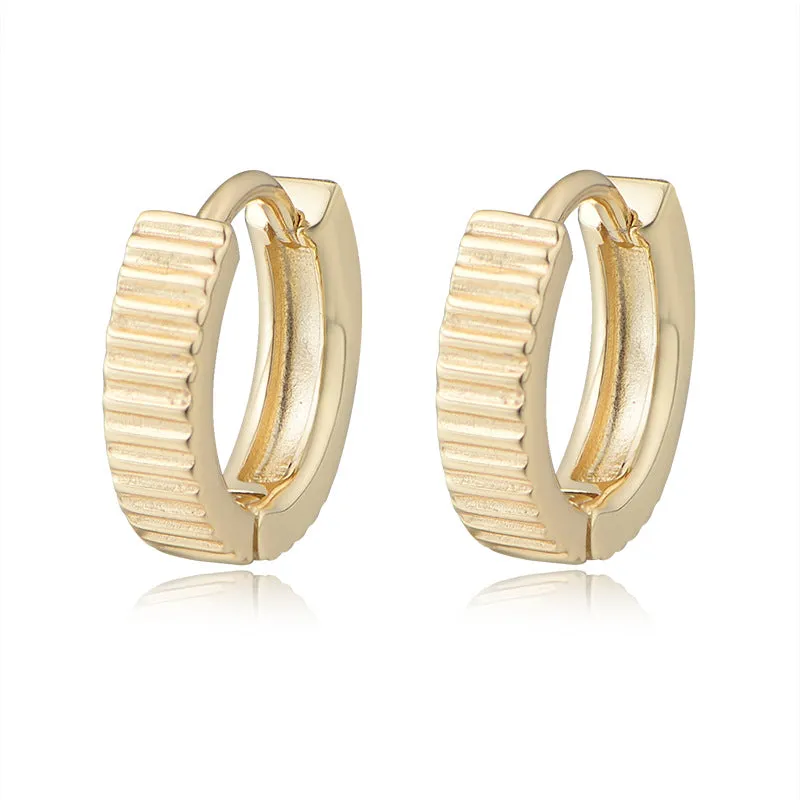 Minimalist Glossy Stripe Silver Studs Earrings for Women