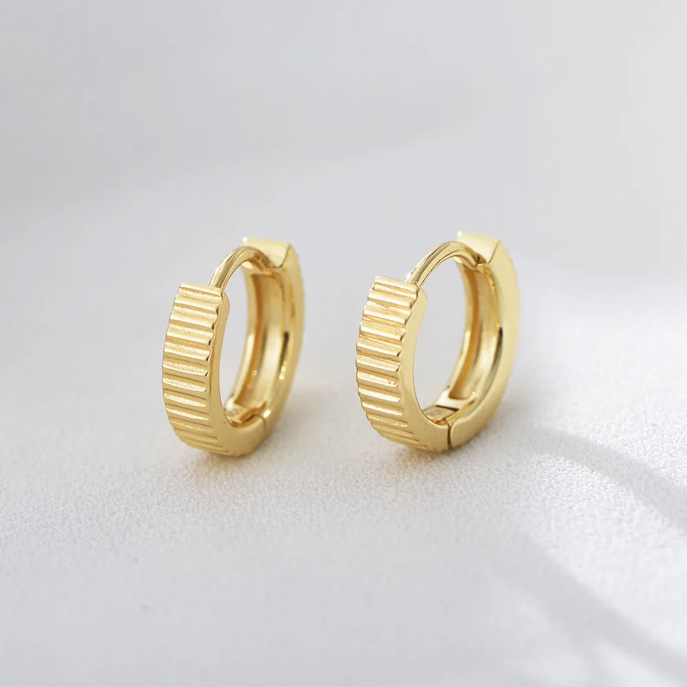 Minimalist Glossy Stripe Silver Studs Earrings for Women