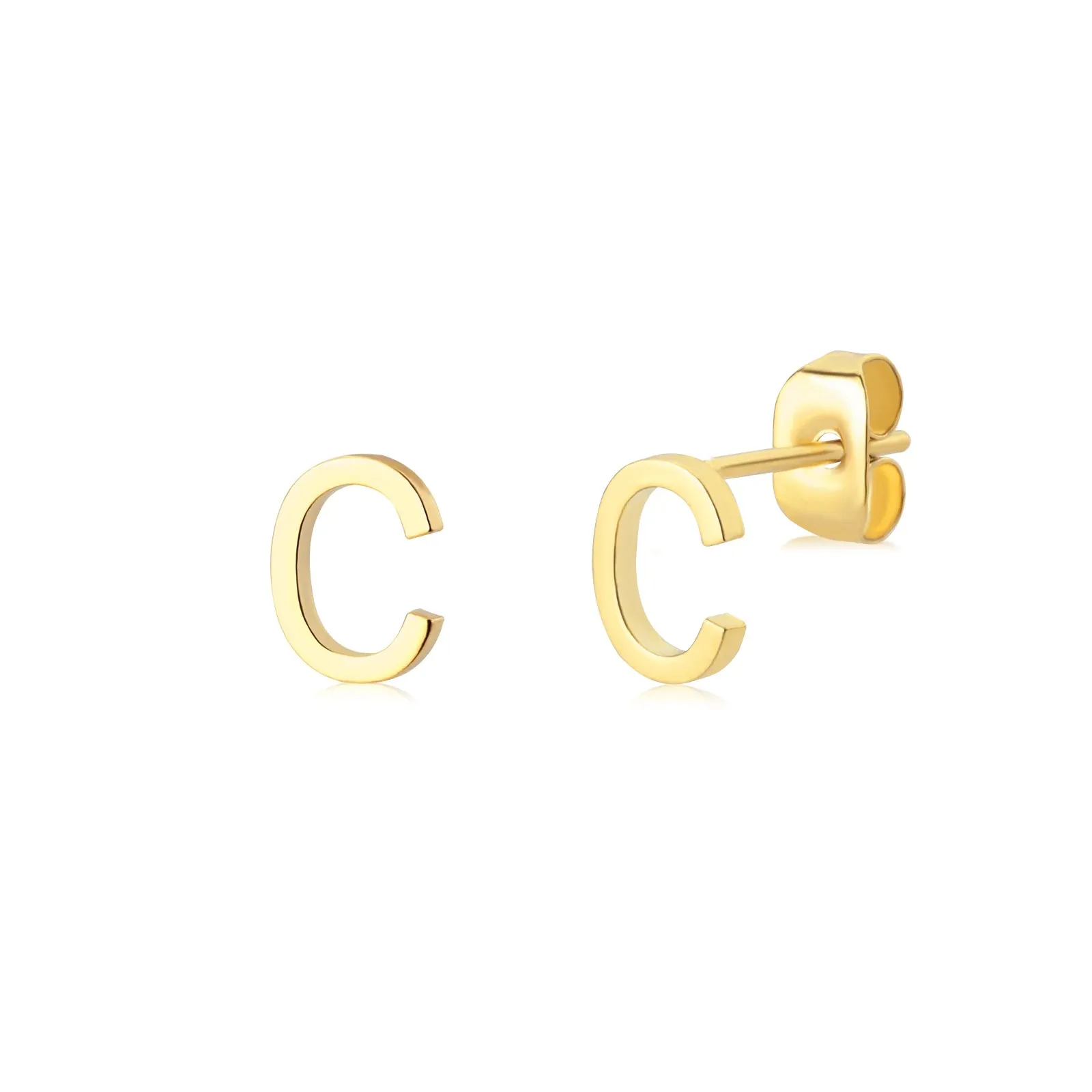 Minimalist Initial Letter Studs Earrings (Water Proof Jewellery)