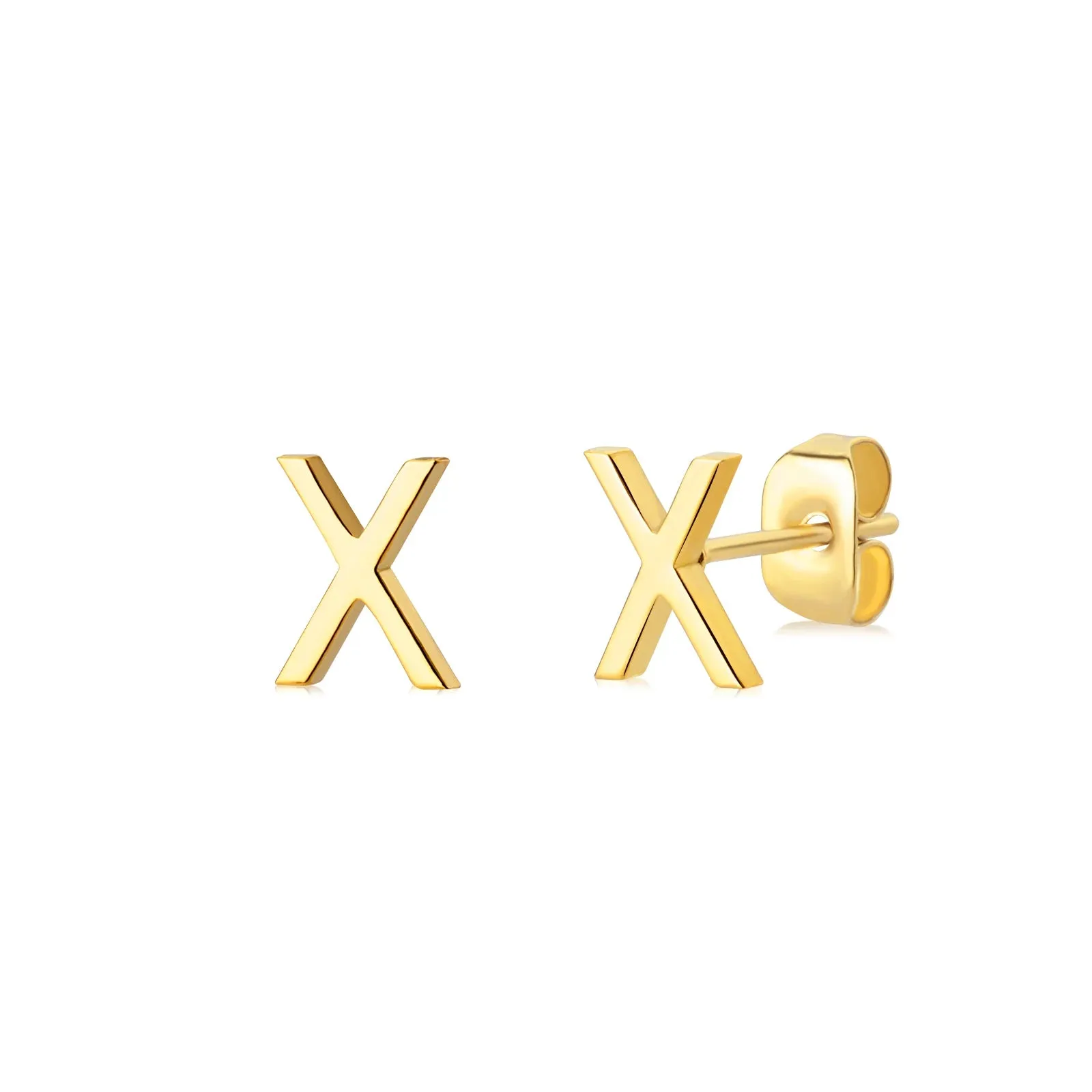 Minimalist Initial Letter Studs Earrings (Water Proof Jewellery)