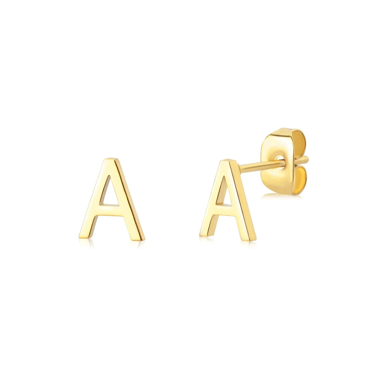 Minimalist Initial Letter Studs Earrings (Water Proof Jewellery)