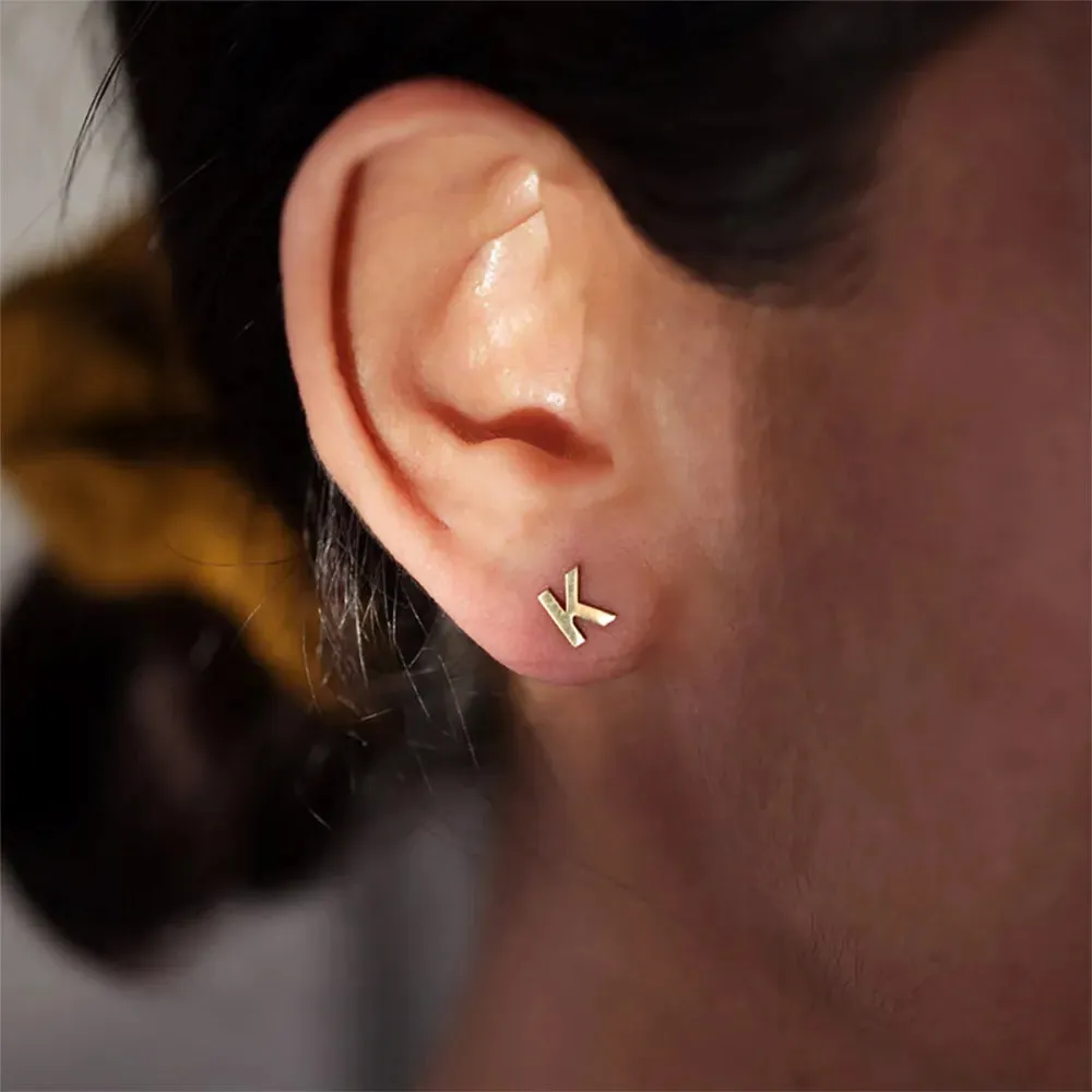 Minimalist Initial Letter Studs Earrings (Water Proof Jewellery)