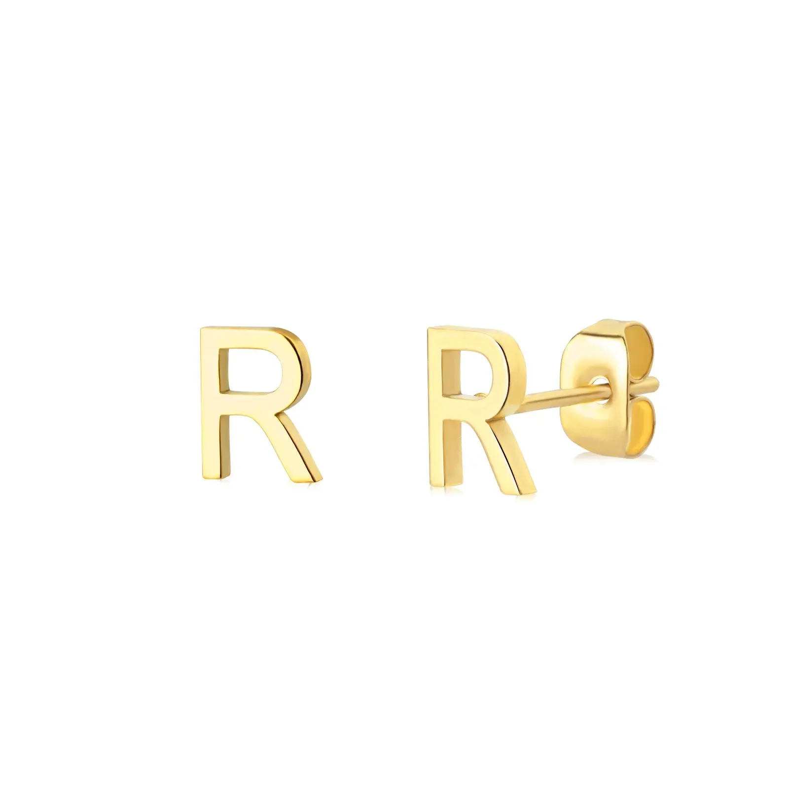 Minimalist Initial Letter Studs Earrings (Water Proof Jewellery)