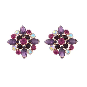 Mixed Purple Vintage Marquise Cluster Stud