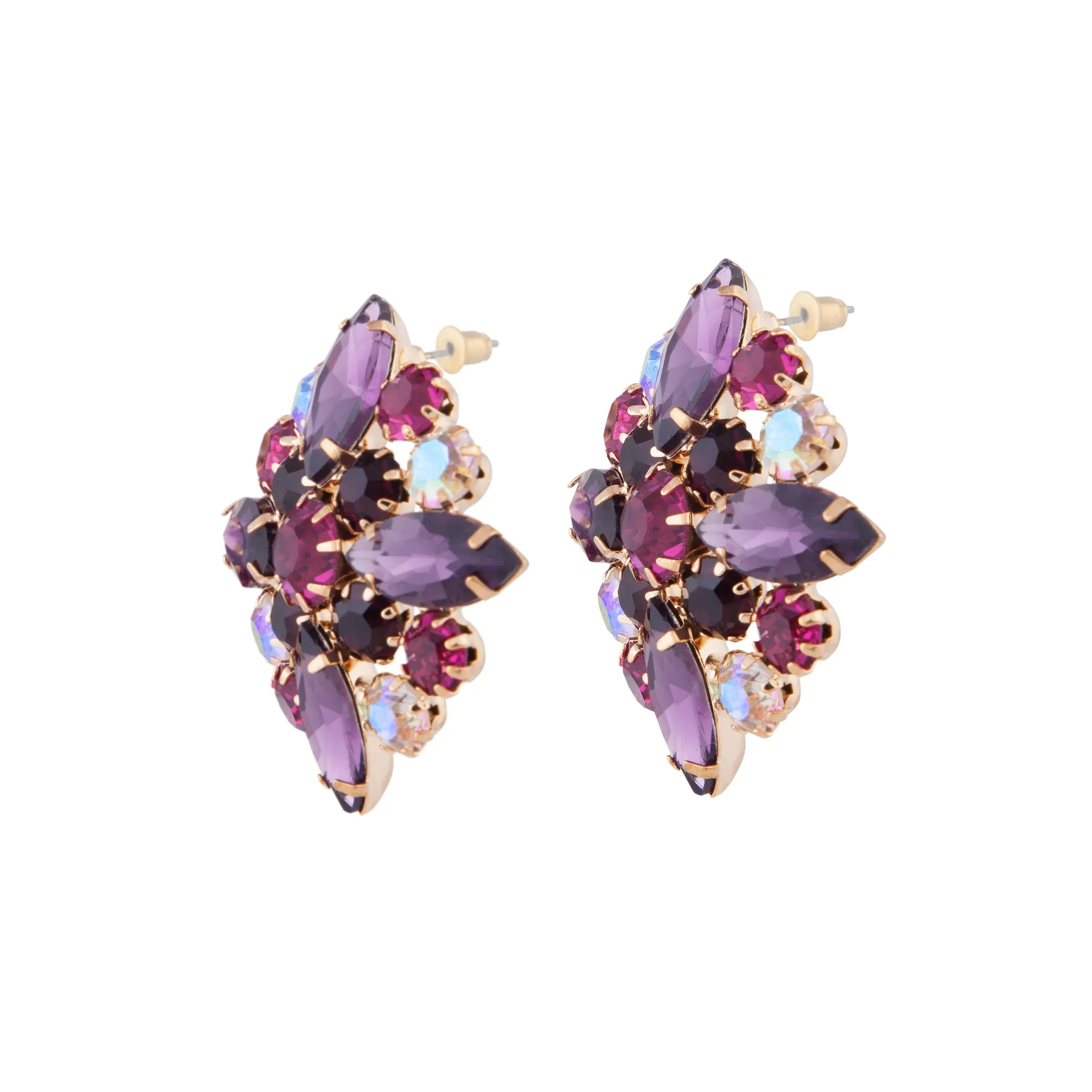 Mixed Purple Vintage Marquise Cluster Stud