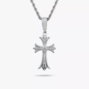 Moissanite S925 Fleur De Lis Cross Pendant