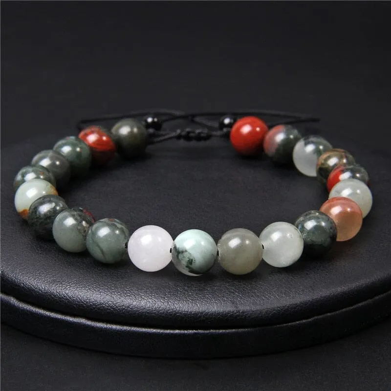 Natural Bloodstone Adjustable Beaded Bracelet