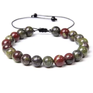 Natural Bloodstone Adjustable Beaded Bracelet