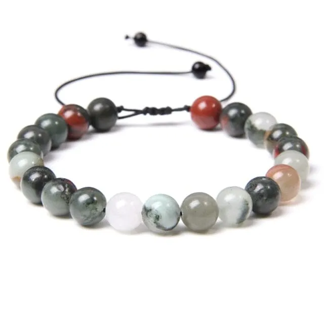 Natural Bloodstone Adjustable Beaded Bracelet