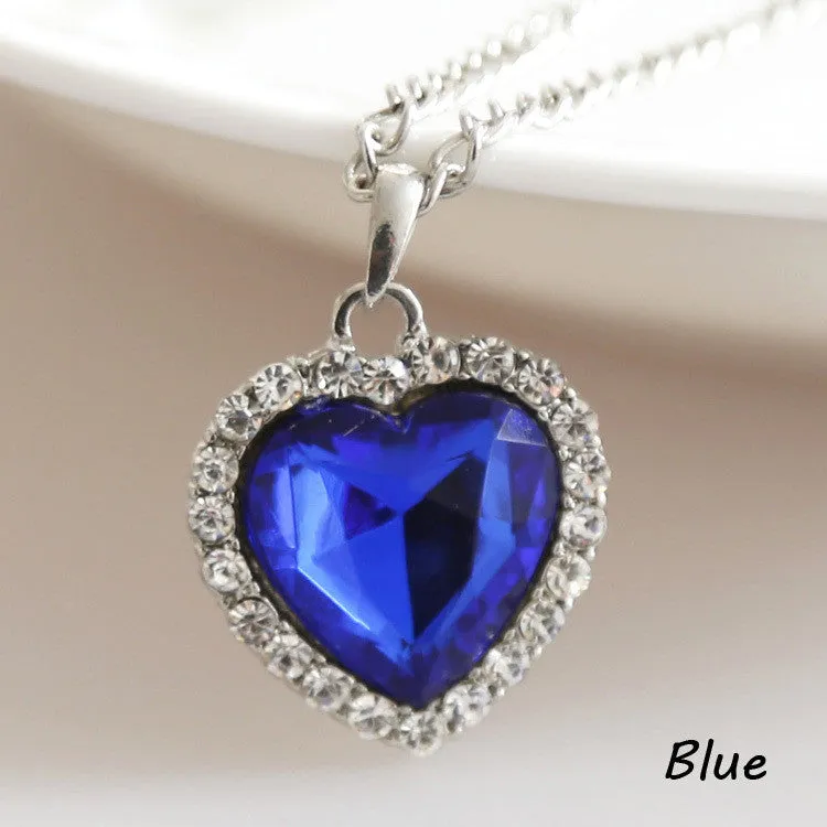 New Diamante Full Rhinestones Titanic Heart Of Ocean Necklaces Women Fashion Jewelry Dress Decoration Chain Gift