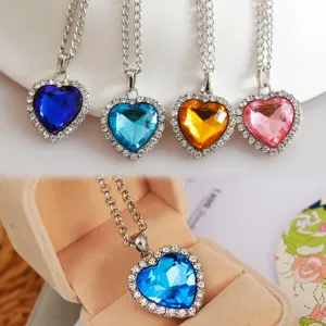 New Diamante Full Rhinestones Titanic Heart Of Ocean Necklaces Women Fashion Jewelry Dress Decoration Chain Gift