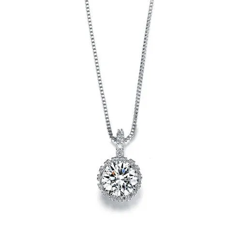 New Multi Prongs Synthetic simulated Diamond Necklaces Heart and Arrows CZ Pendant Necklace with 8mm 2ct Cubic Zirconia