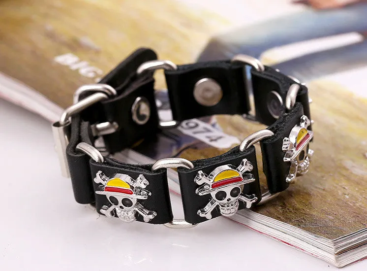 One Piece Bracelets - Leather - Pirate Skull