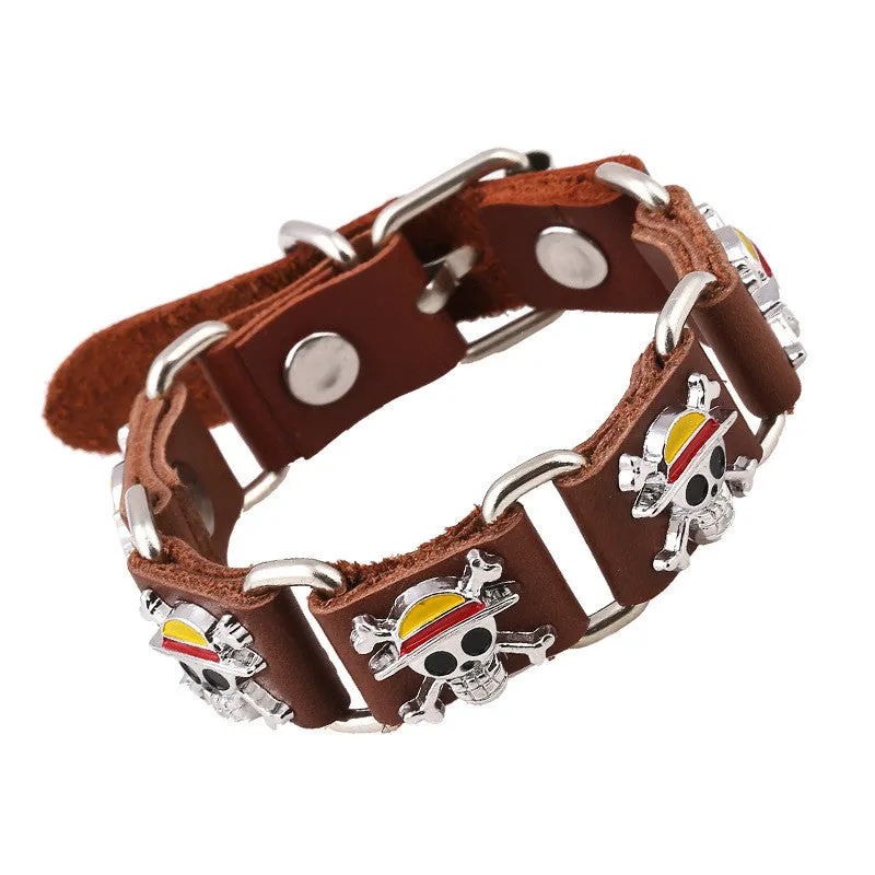 One Piece Bracelets - Leather - Pirate Skull