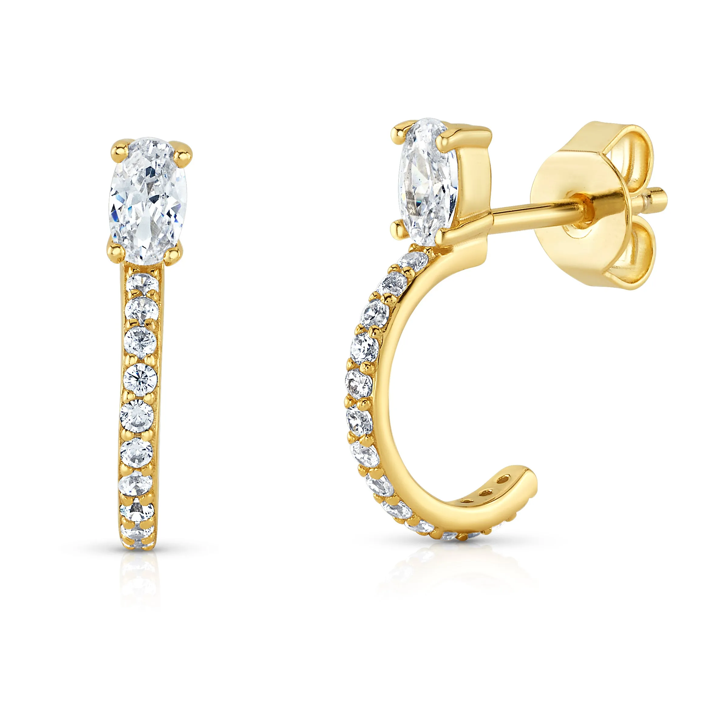 OVAL CZ HUGGIES, GOLD