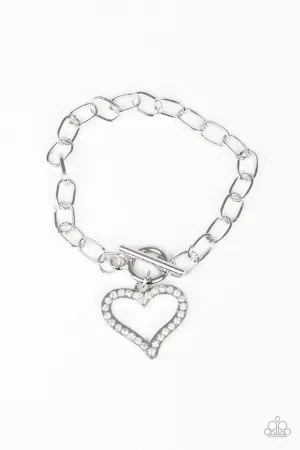 Paparazzi Bracelet ~ March To A Different HEARTBEAT - White