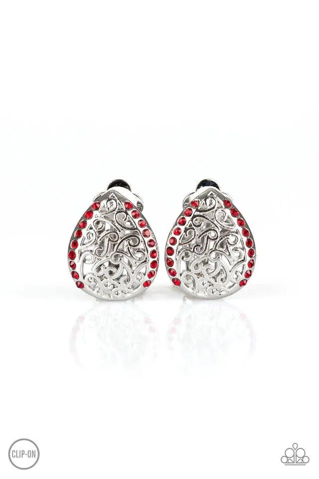 Paparazzi Earring ~ Garden Date - Red