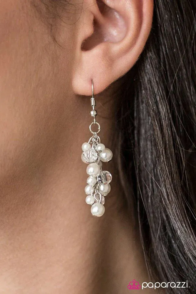 Paparazzi Earring ~ Irresistible Shimmer - White