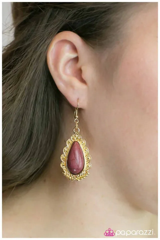 Paparazzi Earring ~ Living Like Royalty - Red