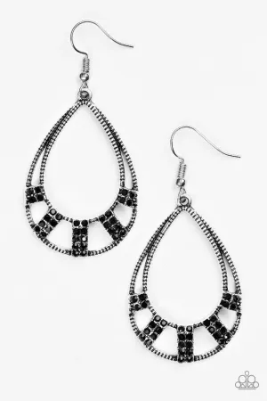 Paparazzi Earring ~ Trillion Dollar Teardrops - Black