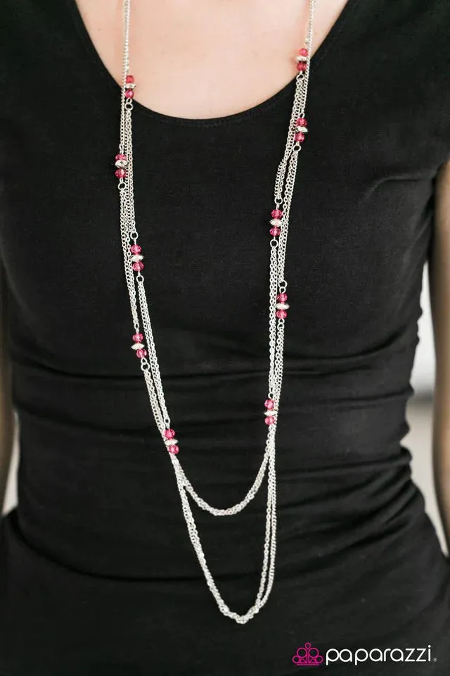 Paparazzi Necklace ~ Glass Half FANCIFUL - Pink