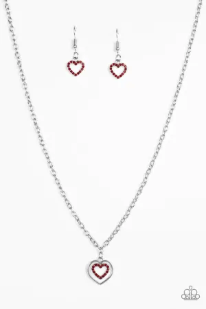 Paparazzi Necklace ~ Heartbreak Hotel - Red