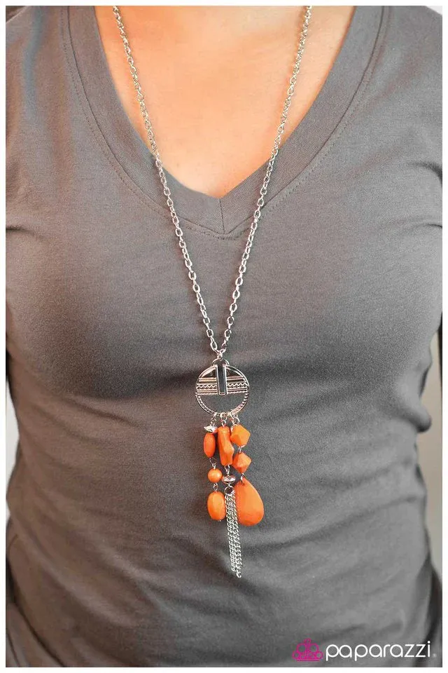 Paparazzi Necklace ~ Just Dropping By - Orange