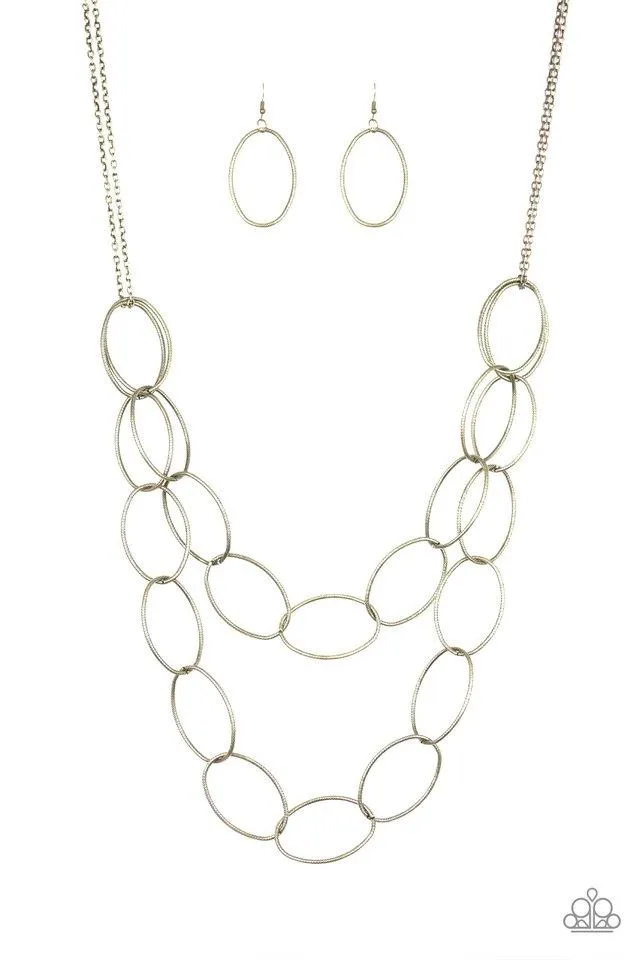 Paparazzi Necklace ~ Move On OVAL! - Brass