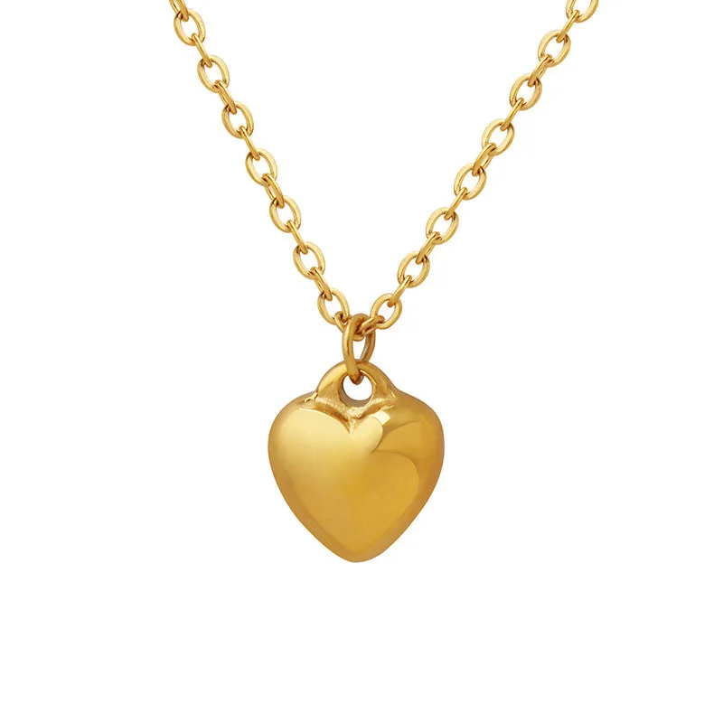 Peach Heart Titanium Steel Clavicle Necklace - Petite and Stylish