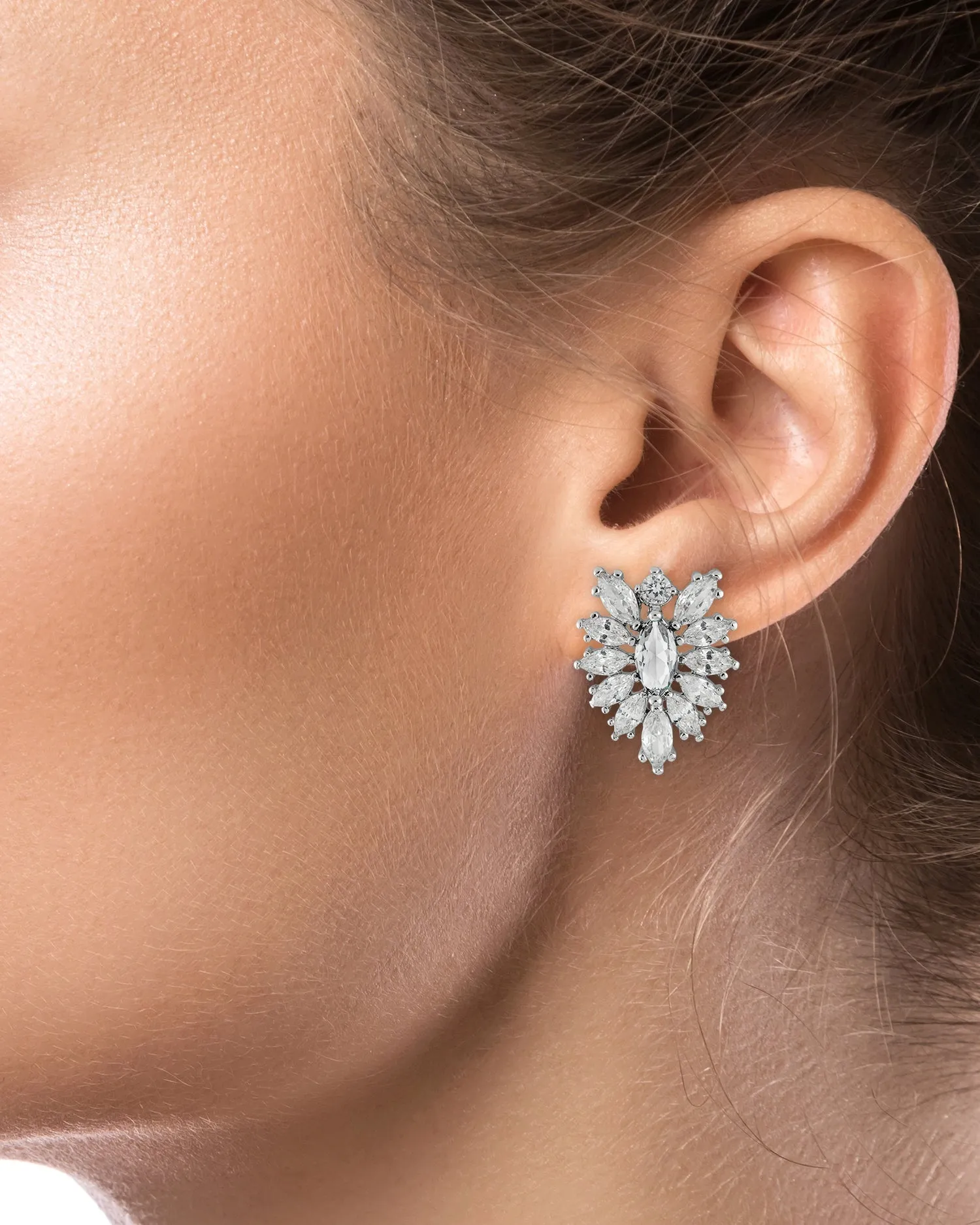 Pear CZ Cluster Earrings