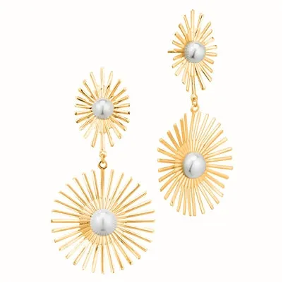 Pearl and Gold Textured Post Earring