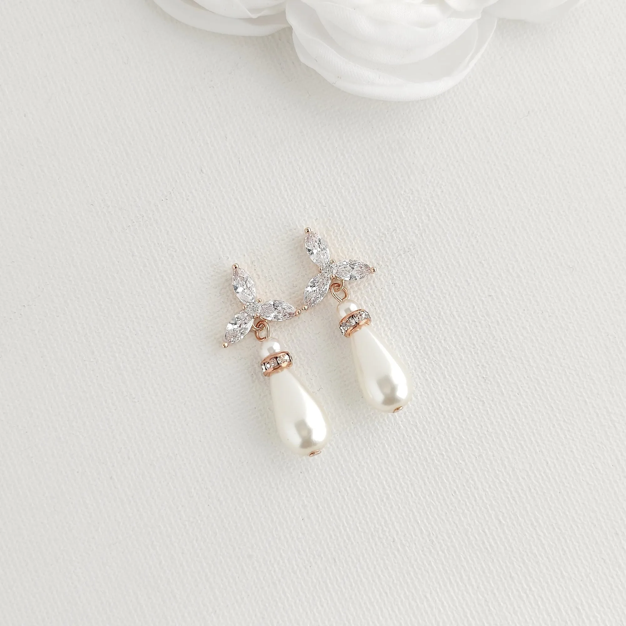 Pearl Earrings For Bridal Party in Gold- Flora