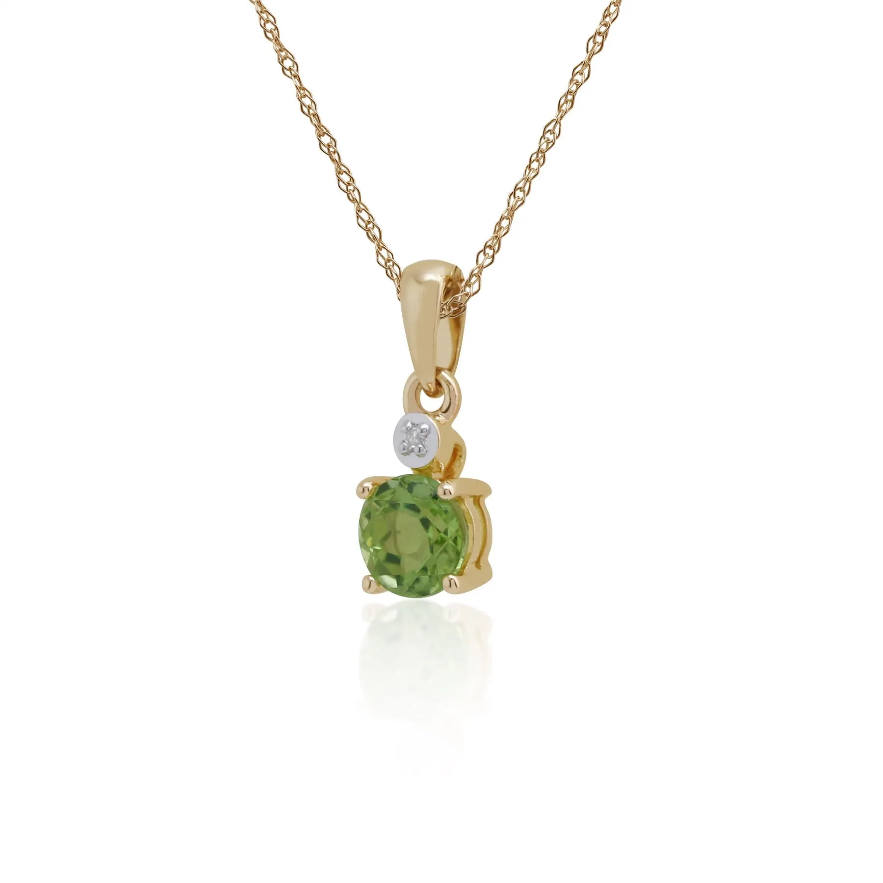 Peridot & Diamant Tropfen Halskette in 9ct Gelb Gold