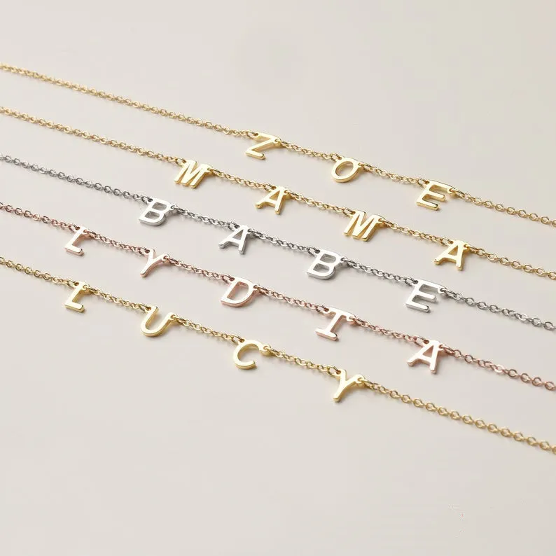 Personalized 26 English letter name necklace clavicle chain