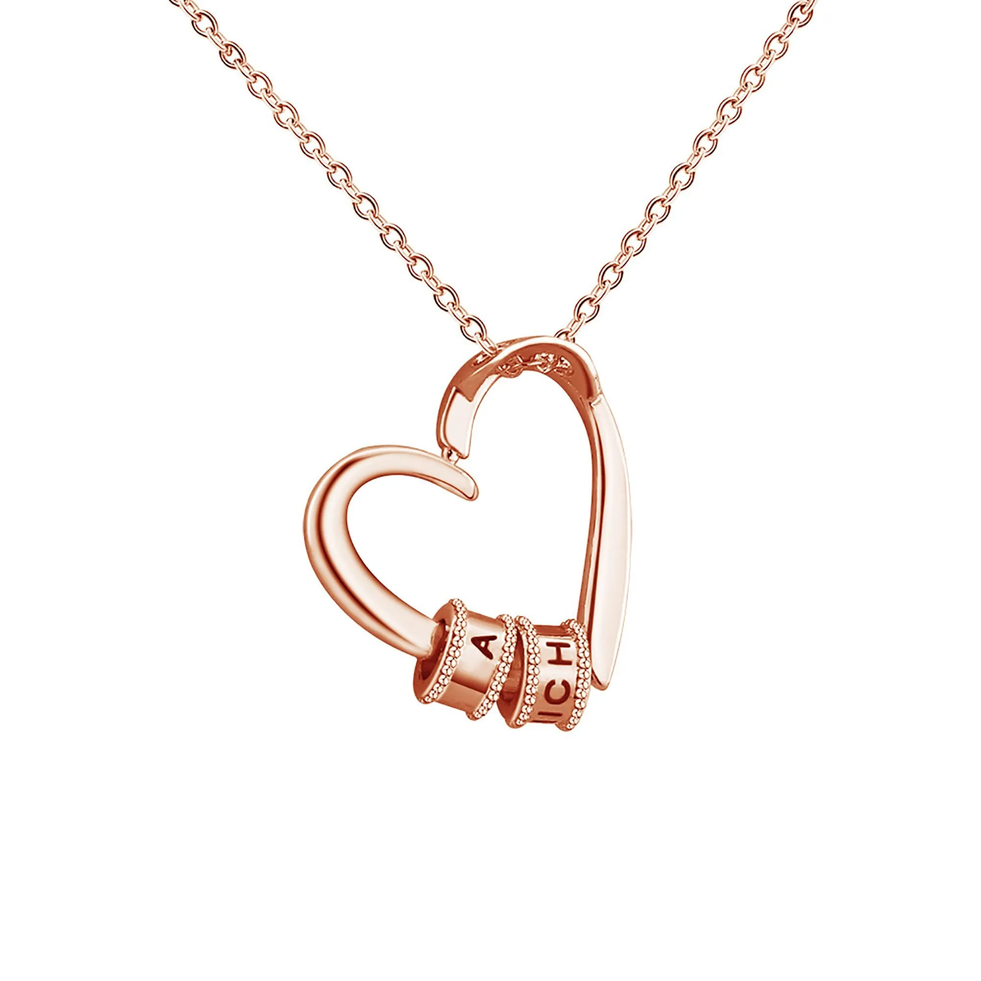 Personalized Heart-shaped Charming Gifts Pendant Jewelry With 1-3 Beads Engraved Name